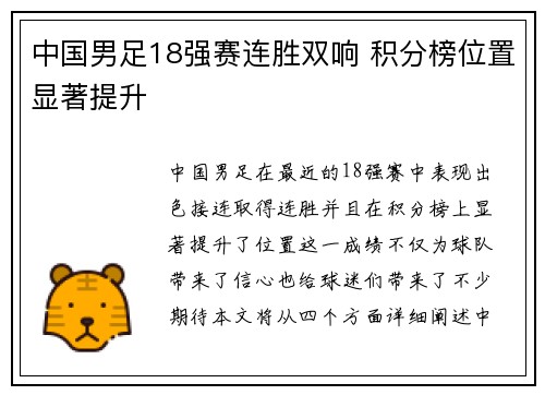 中国男足18强赛连胜双响 积分榜位置显著提升 中国男足18强赛连胜双响 积分榜位置显著提升